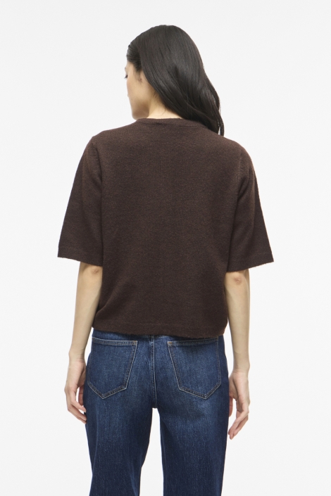 Vila bruine dames vest | Model achteraanzicht