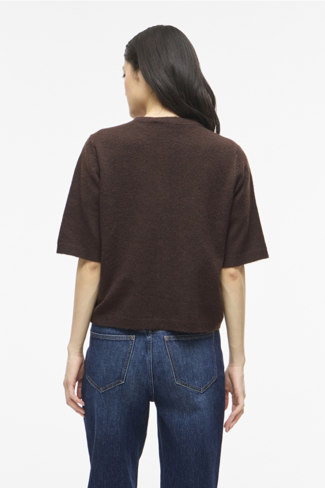 Vila bruine dames vest | Model achteraanzicht