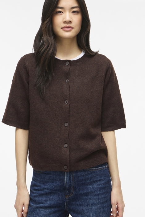 Vila bruine dames vest | Model vooraanzicht
