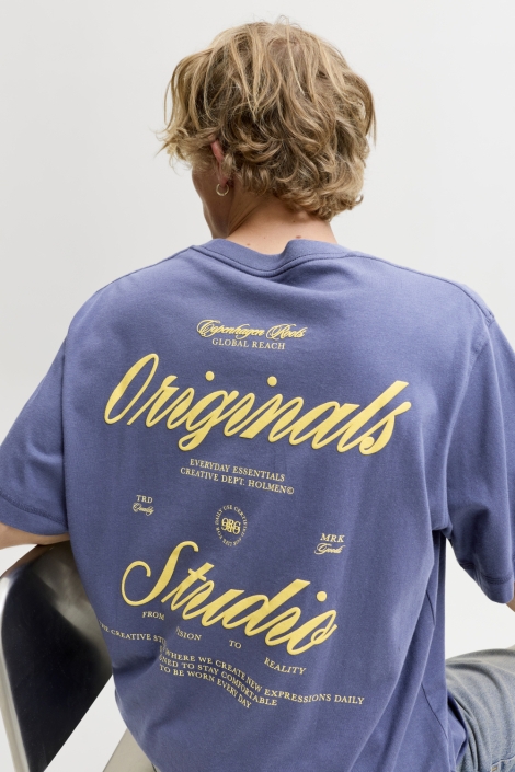 Jack & Jones blauwe heren t-shirt | Model achteraanzicht