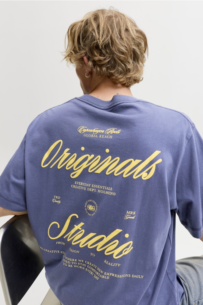 Jack & Jones blauwe heren t-shirt | Model achteraanzicht