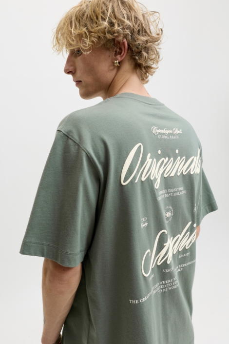 Jack & Jones groene heren t-shirt | Model achteraanzicht