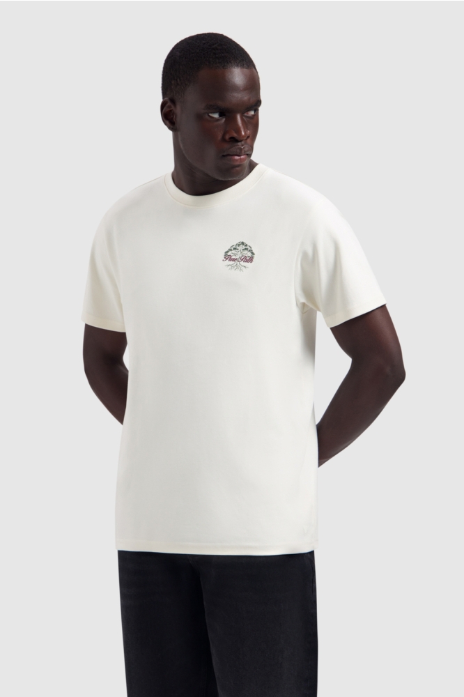Pure Path ecru heren t-shirt | Model vooraanzicht