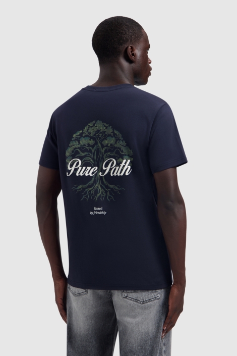 Pure Path blauwe heren t-shirt | Model achteraanzicht