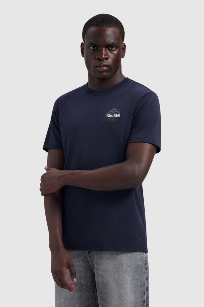 Pure Path blauwe heren t-shirt | Model vooraanzicht