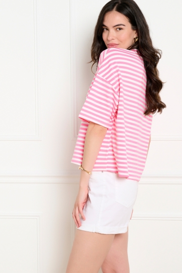 LolaLiza T-shirt T STRIFLUO 02302086 FLUO PINK/ECRU
