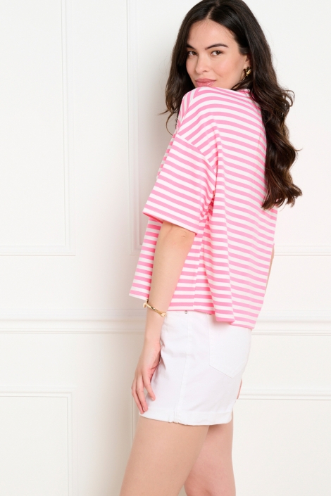 LolaLiza roze dames t-shirt | Model zijaanzicht