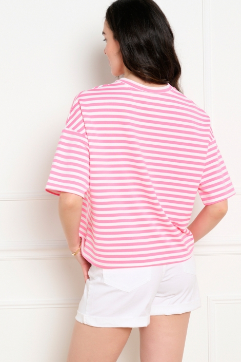 LolaLiza roze dames t-shirt | Model achteraanzicht