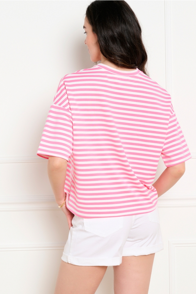 LolaLiza roze dames t-shirt | Model achteraanzicht