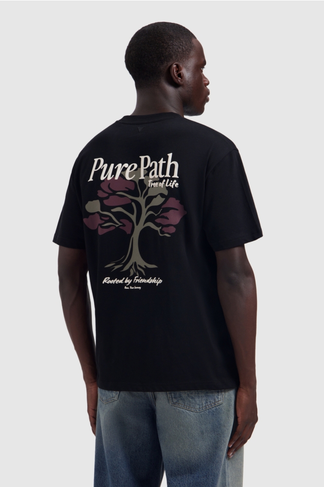 Pure Path zwarte heren t-shirt | Model achteraanzicht