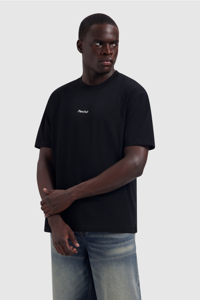 Pure Path zwarte heren t-shirt | Model vooraanzicht