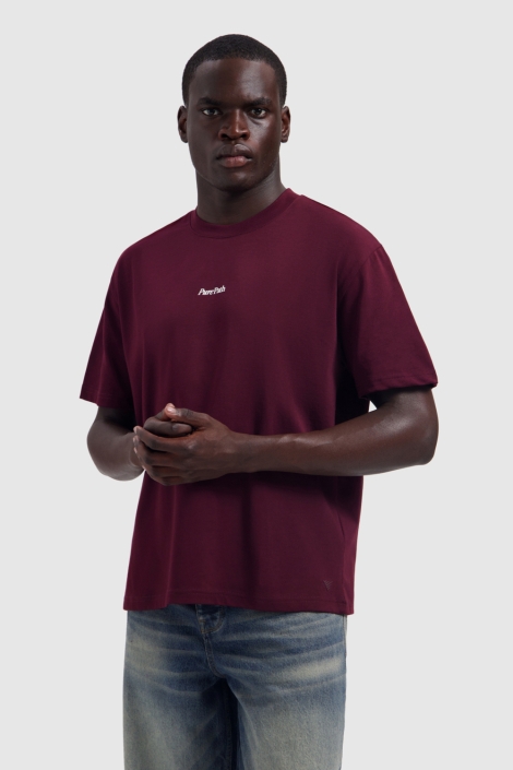 Pure Path bordeaux heren t-shirt | Model vooraanzicht