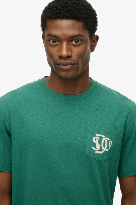 Superdry groene heren t-shirt | Close up