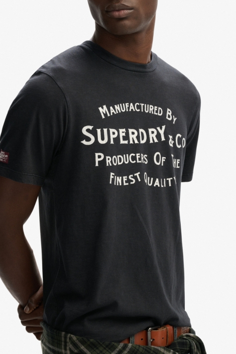 Superdry zwarte heren t-shirt | Close up