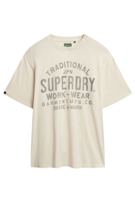 Superdry ecru heren t-shirt | Vooraanzicht