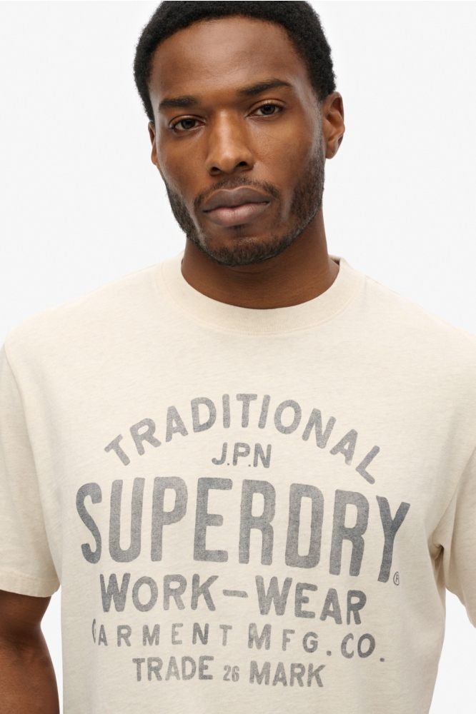 Superdry ecru heren t-shirt | Close up