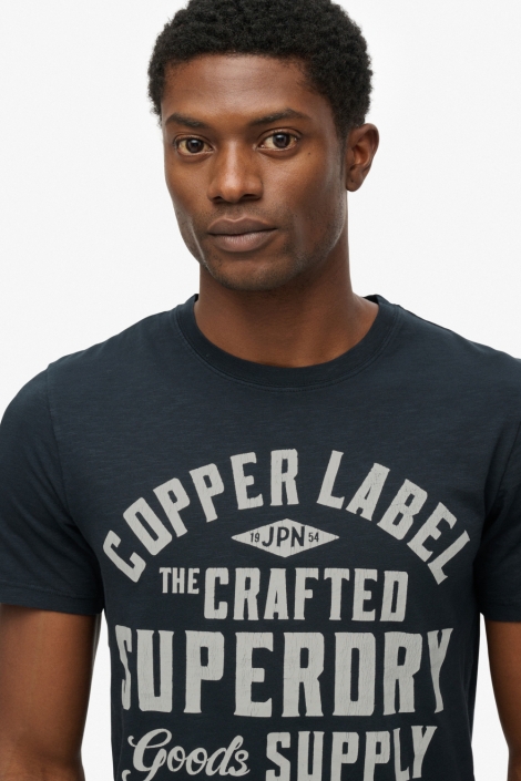 Superdry blauwe heren t-shirt | Close up