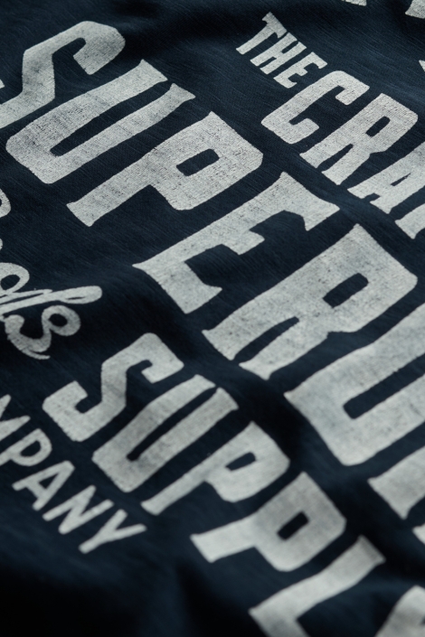 Superdry blauwe heren t-shirt | Close up