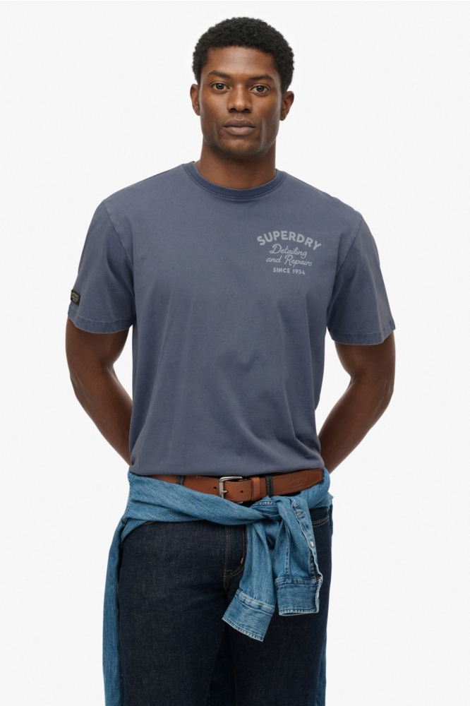 Superdry blauwe heren t-shirt | Model vooraanzicht