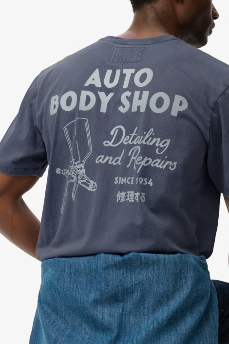 Superdry blauwe heren t-shirt | Close up
