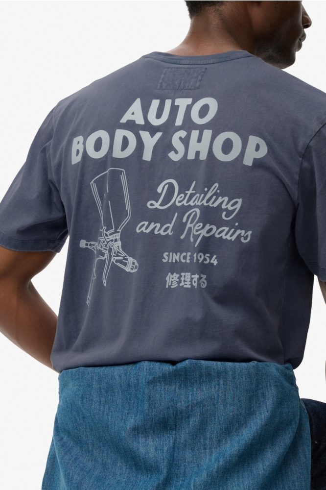 Superdry blauwe heren t-shirt | Close up
