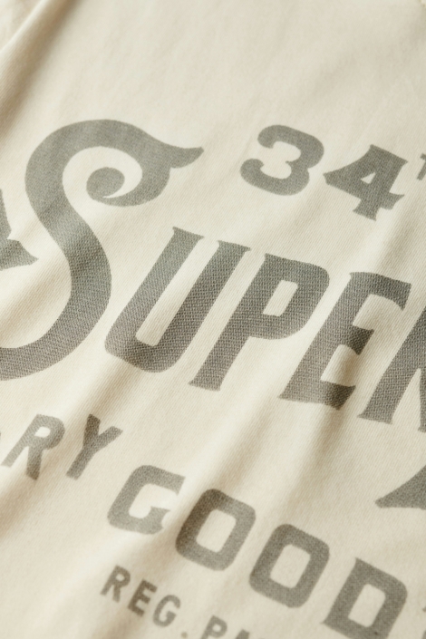 Superdry ecru heren t-shirt | Close up