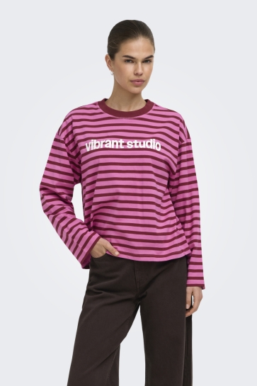 Only T-shirt ONLFREJA L/S STRIPE TOP CC JRS 15378328 Fiji Flower/Rumba (ida) print vibra