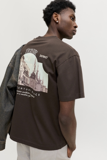 Jack & Jones T-shirt JORSALAMANCO PHOTO BACK TEE SS CN S 12303070 Java