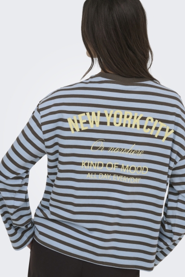 Only T-shirt ONLFREJA L/S STRIPE TOP CC JRS 15378328 Cashmere Blue/Bracken (ida) print p