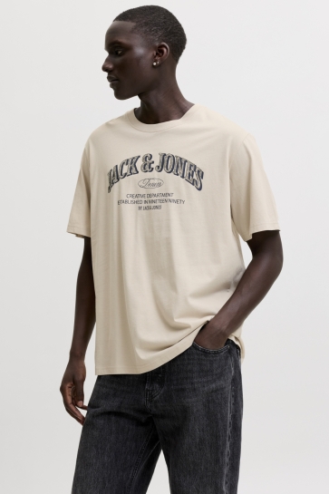Jack & Jones jjedenver logo tee ss o-neck sn Beige