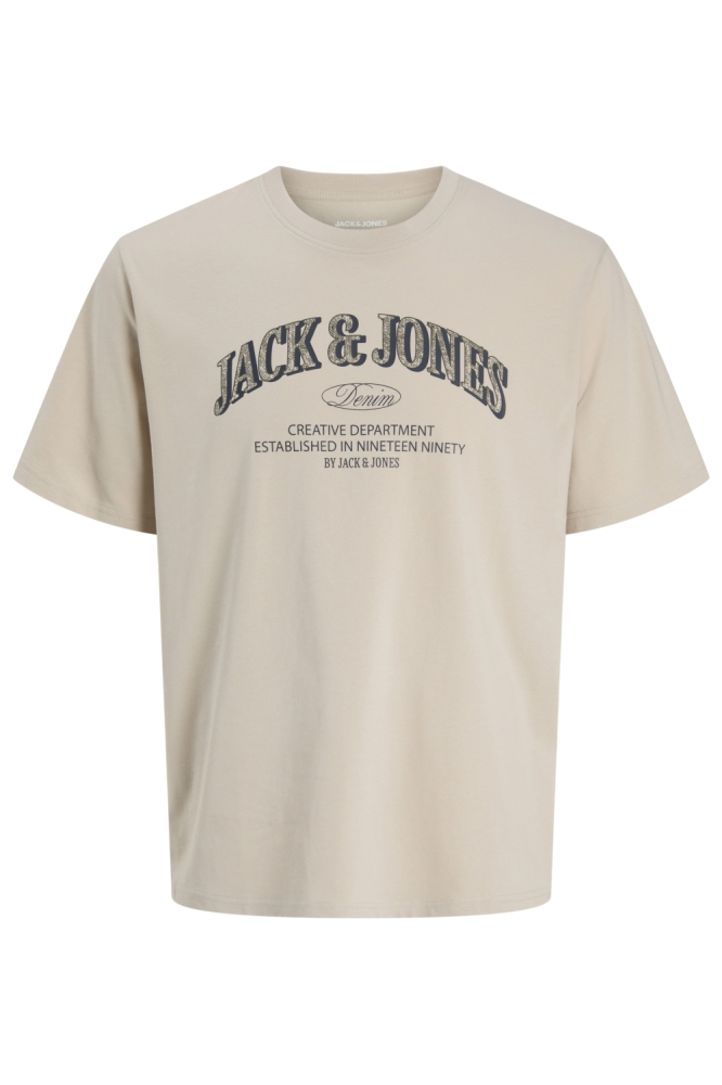 Jack & Jones beige heren t-shirt | Vooraanzicht