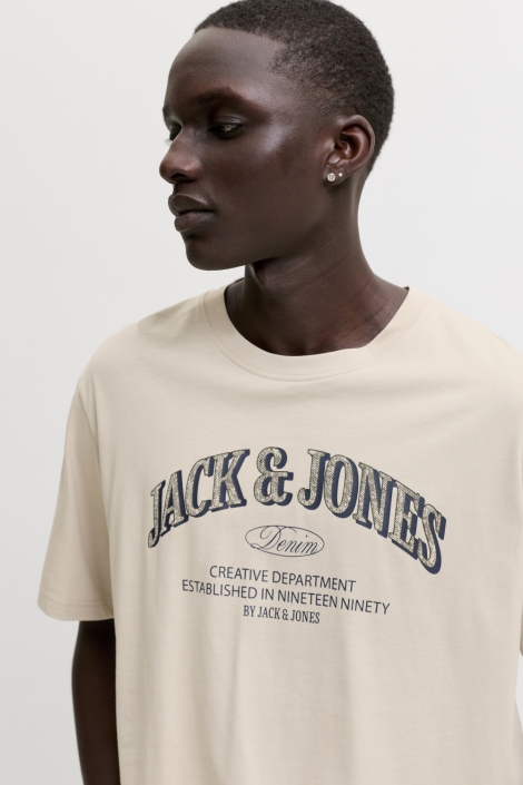 Jack & Jones beige heren t-shirt | Close up