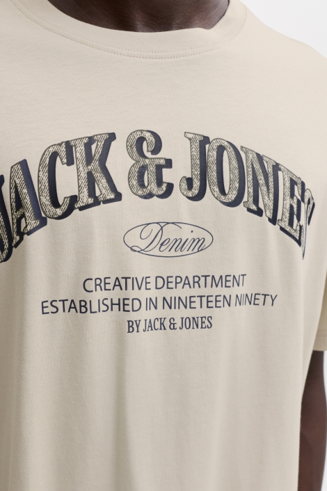 Jack & Jones beige heren t-shirt | Close up