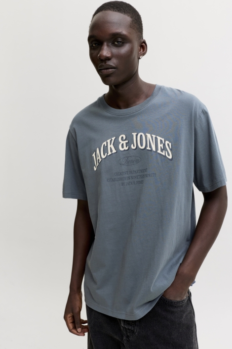 Jack & Jones blauwe heren t-shirt | Model vooraanzicht