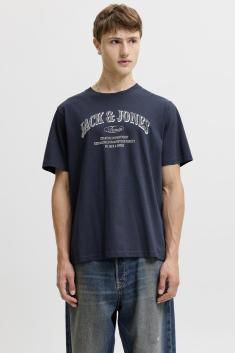 Jack & Jones blauwe heren t-shirt | Model vooraanzicht