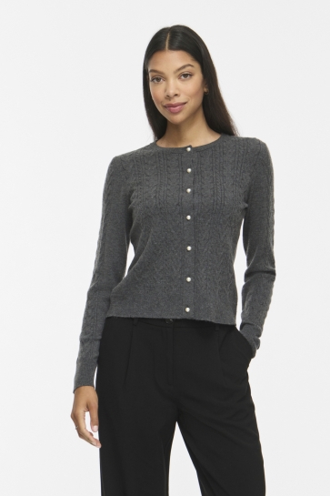Vila vikerry cable l/s knit cardigan-noo Grijs