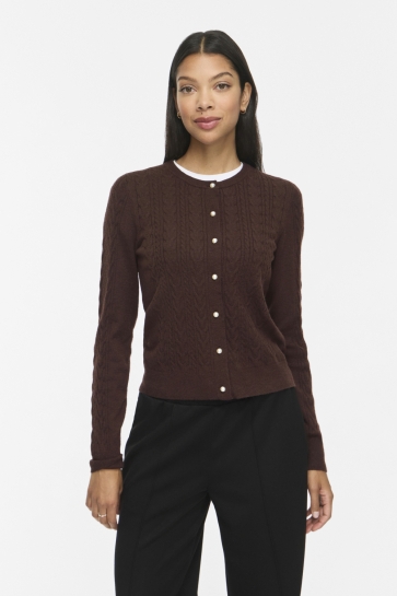 Vila vikerry cable l/s knit cardigan-noo Bruin