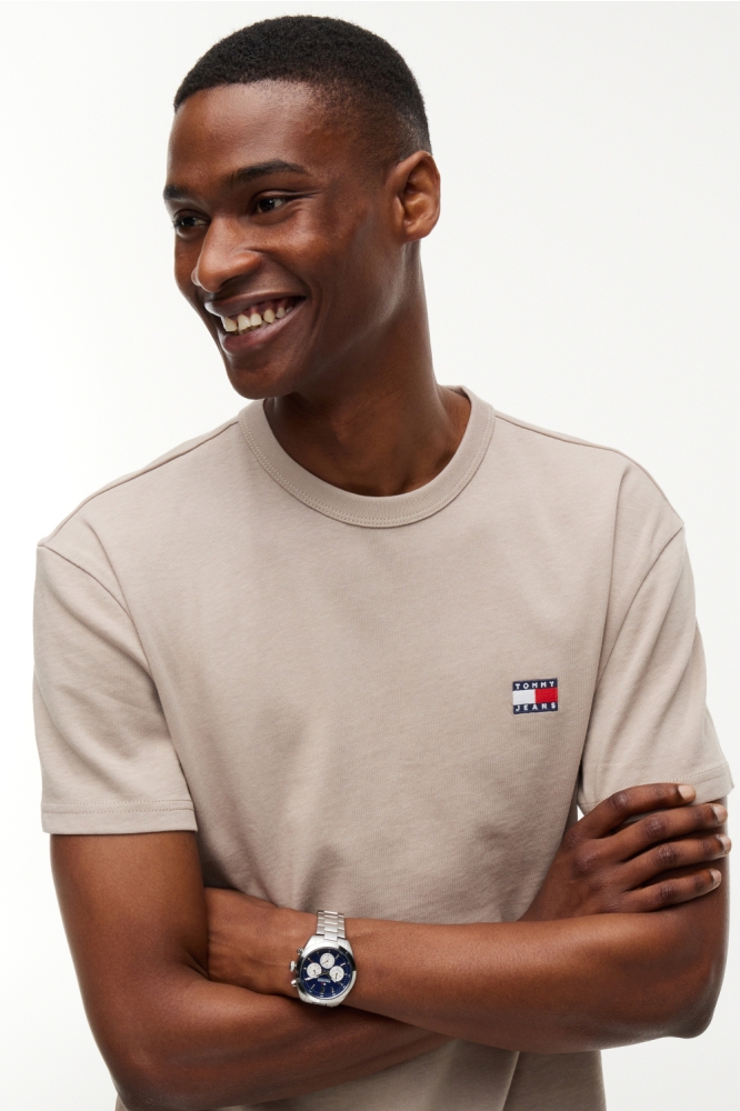 Tommy Jeans grijze heren t-shirt | Close up