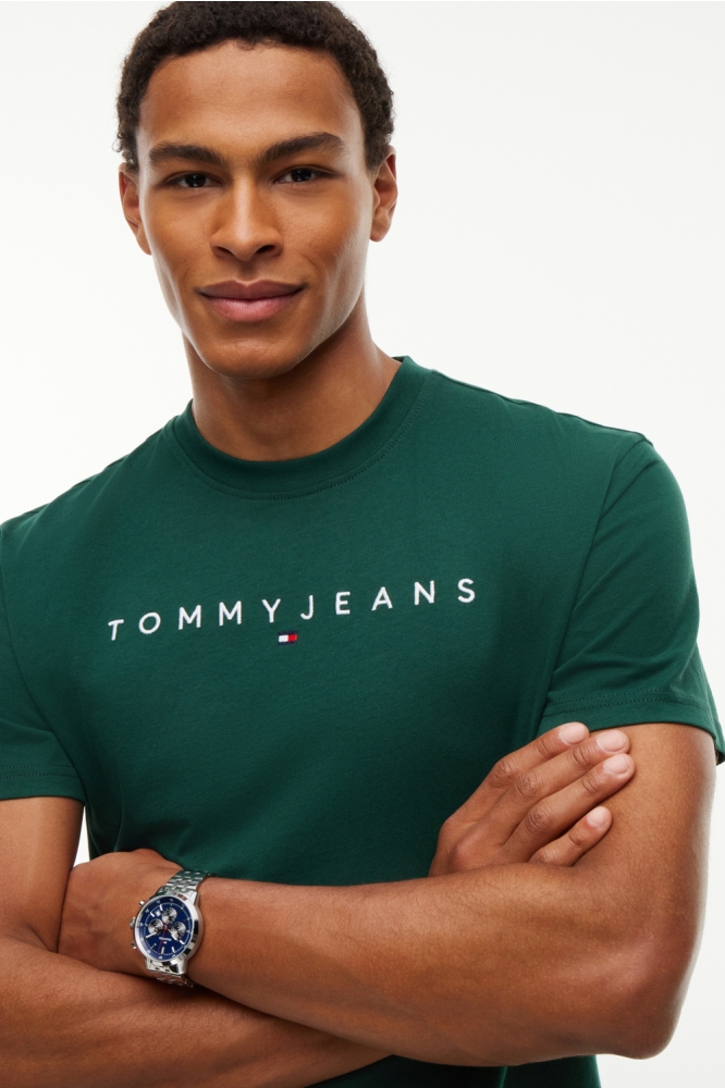Tommy Jeans groene heren t-shirt | Close up