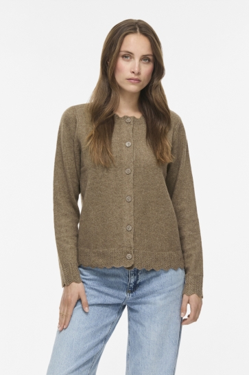 Vila Vest VINIKOLINA L/S O-NECK KNIT CARDIGAN 14118273 Falcon/MELANGE