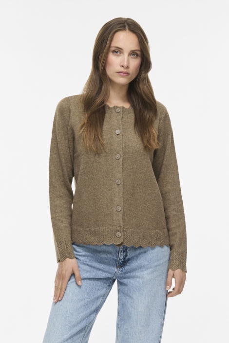 Vila camel dames vest | Model vooraanzicht