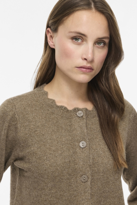 Vila camel dames vest | Close up
