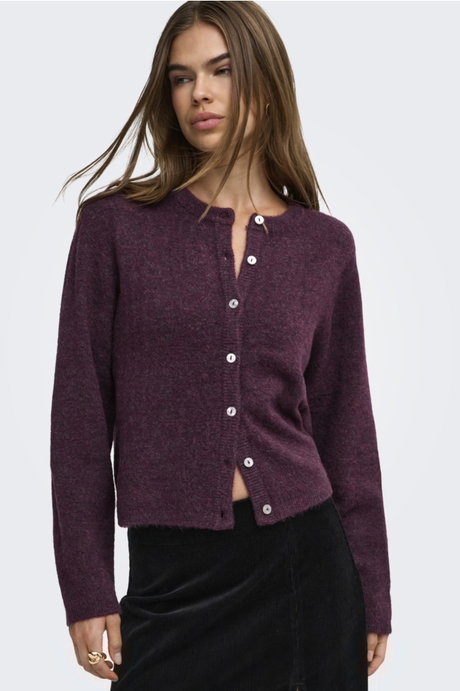 Only bordeaux dames vest | Model vooraanzicht