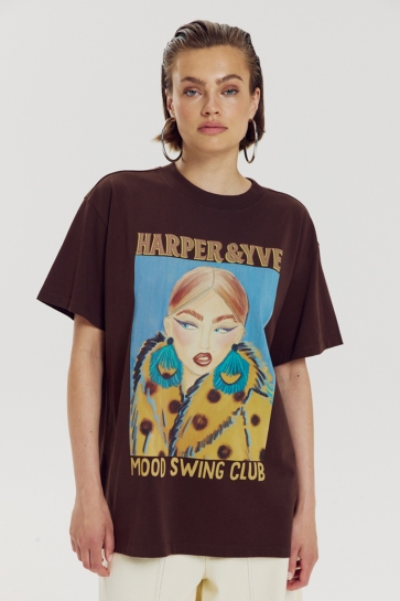 Harper & Yve T-shirt MOODY SS AW6Y301 HOT FUDGE