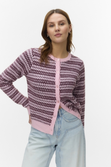 Vero Moda Vest VMBIRCH LS O-NECK CARDIGAN BF 10348423 Parfait Pink/W. WINDSOR WINE