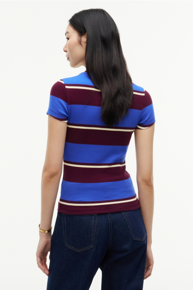 Tommy Jeans blauwe dames t-shirt | Model achteraanzicht