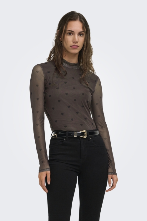 Only bruine dames top | Model vooraanzicht