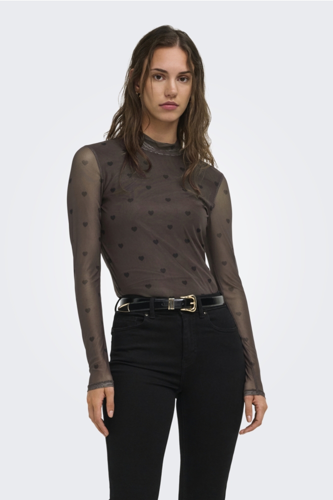 Only bruine dames top | Model vooraanzicht