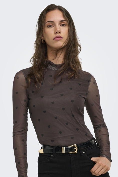 Only bruine dames top | Model vooraanzicht