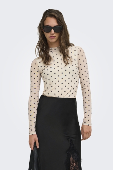 Only onlerica mesh l/s top jrs noos Beige